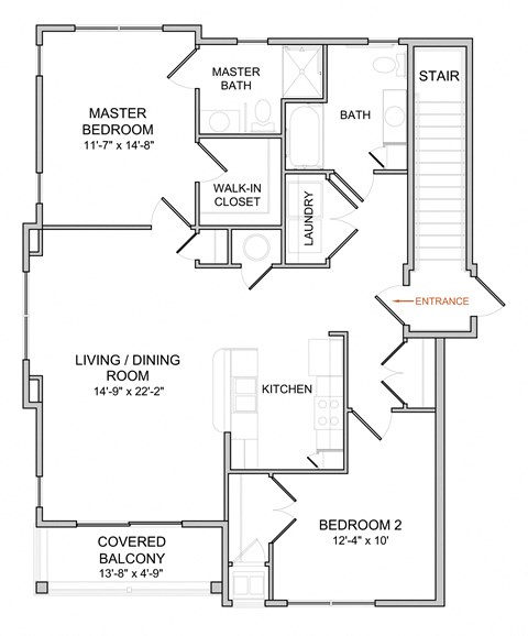 2 Bedroom 2 Bath 2nd Floor